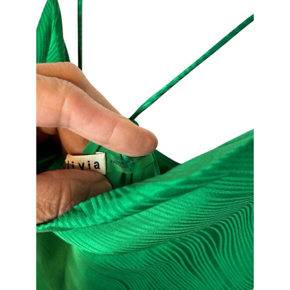 Alice + Olivia Harmony Draped Silk Slip Dress Womens 4 Green Bias Designer Luxe - Picture 5 of 8